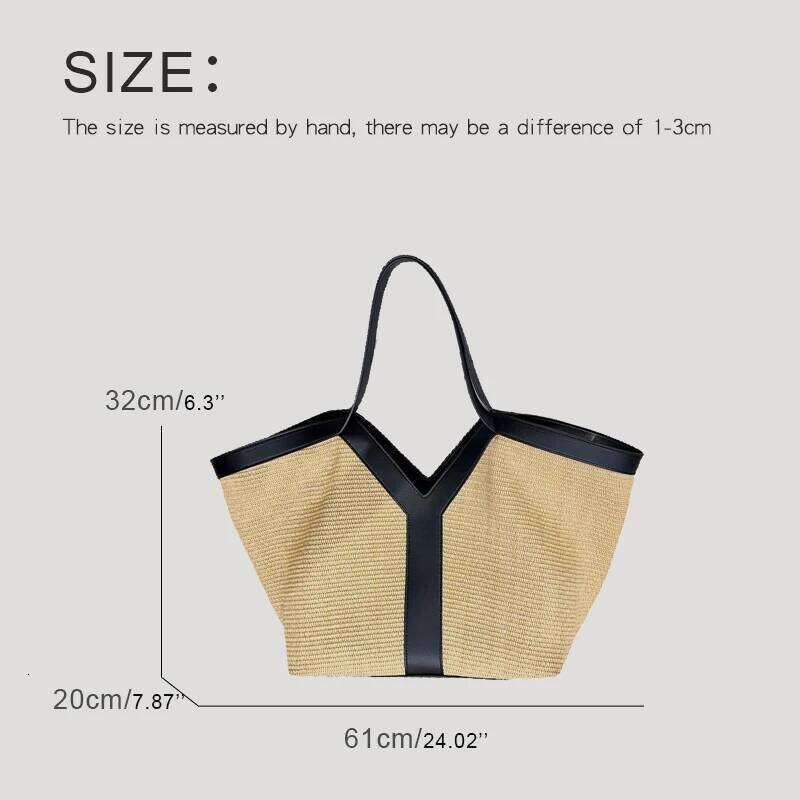Women's Bags Designer Beach Oversize Tote Bags For Women Designer Handbag Purse New In Straw With Cowhide Large Capacity Underarm Shoulder