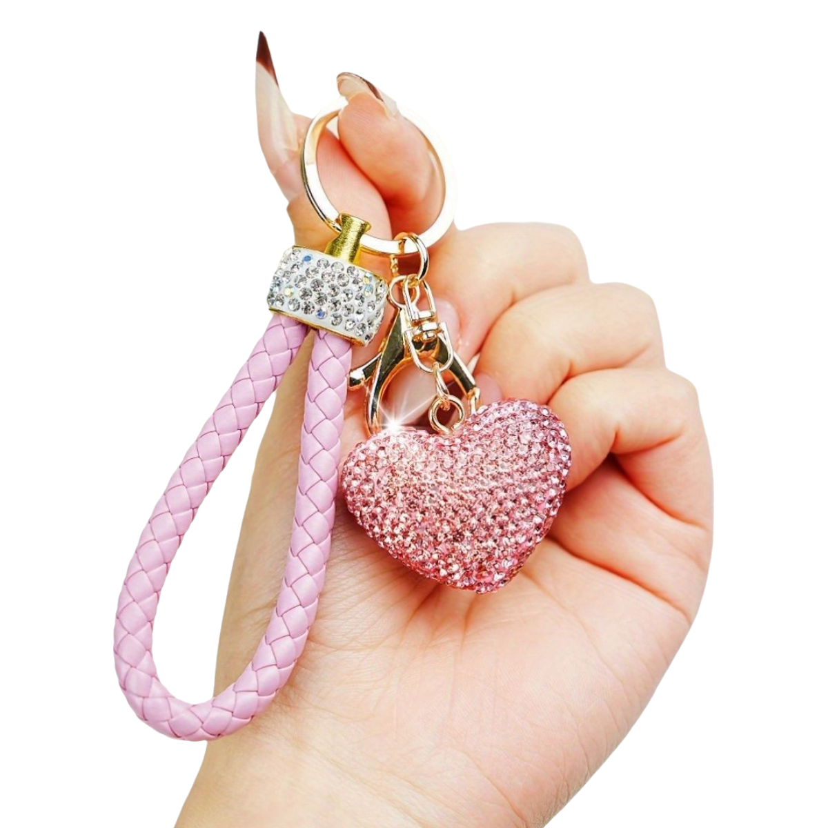 Diamond encrusted sparkling heart keychain full of diamonds peach heart car key pendant cute car keys, handbags and backpacks decorative jewellery gir