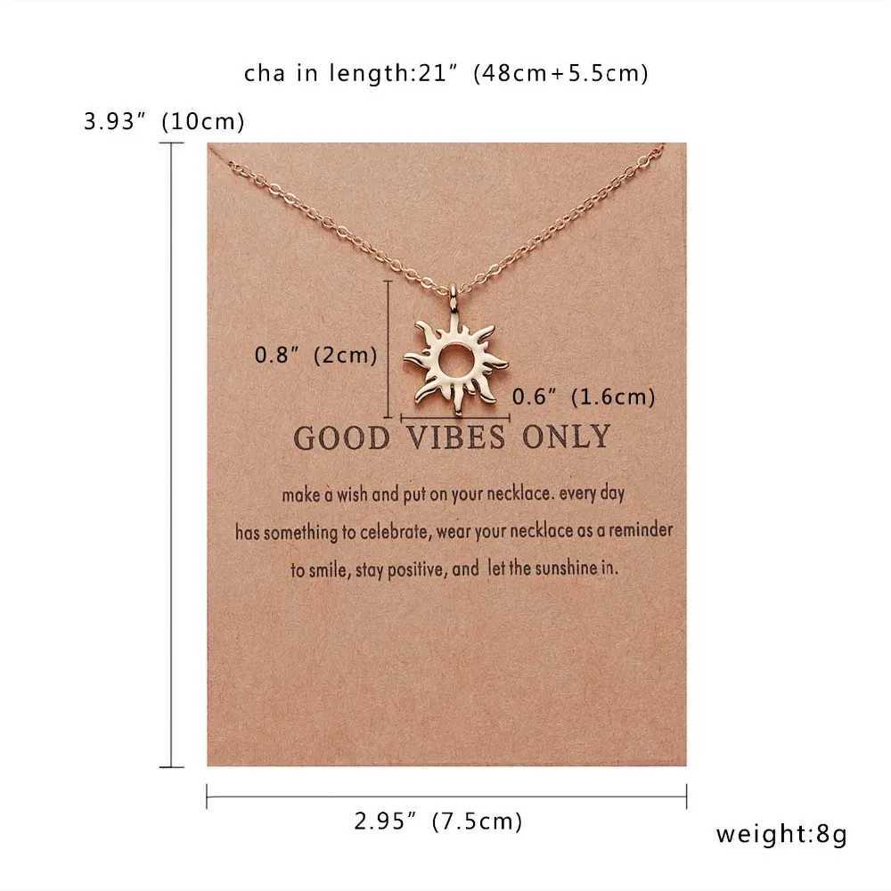 Rinhoo Fashion Sun Necklaces Pendants Gold Color Alloy Pendant Necklace Card Jewelry For Women Girl Jewelry Birthday Gift W250616