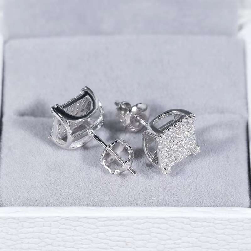Iced Out New Style 925 Sterling Silver Moissanite Stud Earrings Hip-hop Earrings