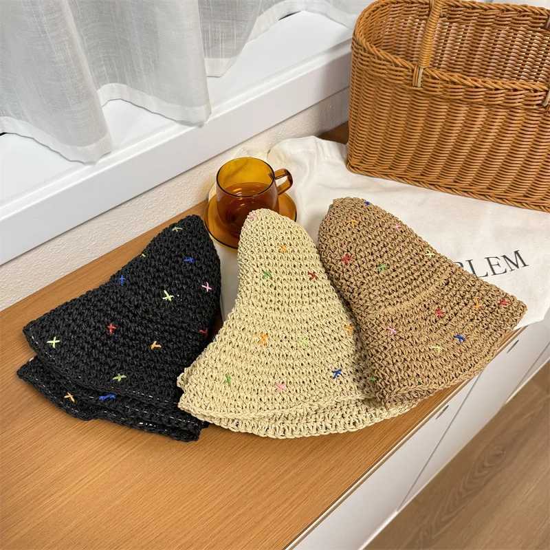 New Arrival Womens Summer Straw Hat - Hand-Crocheted Foldable Colorful Panama Straw Bucket Hat for Beach Travel Trendy Outdoor Looks U250616