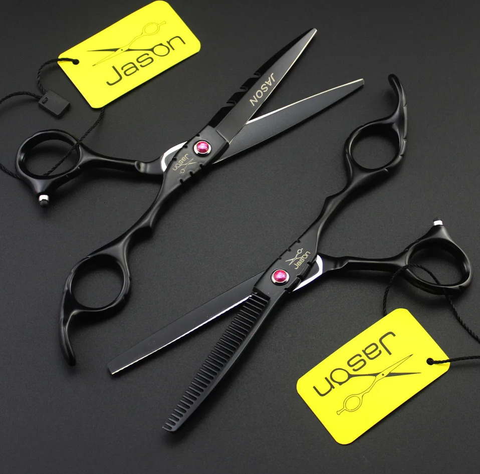 Hairdressing Scissors 6 Jason Black Japan 440C Barber Shop Hair Cutting Scissors Thinning Shears Hair Scissors 321# 250611