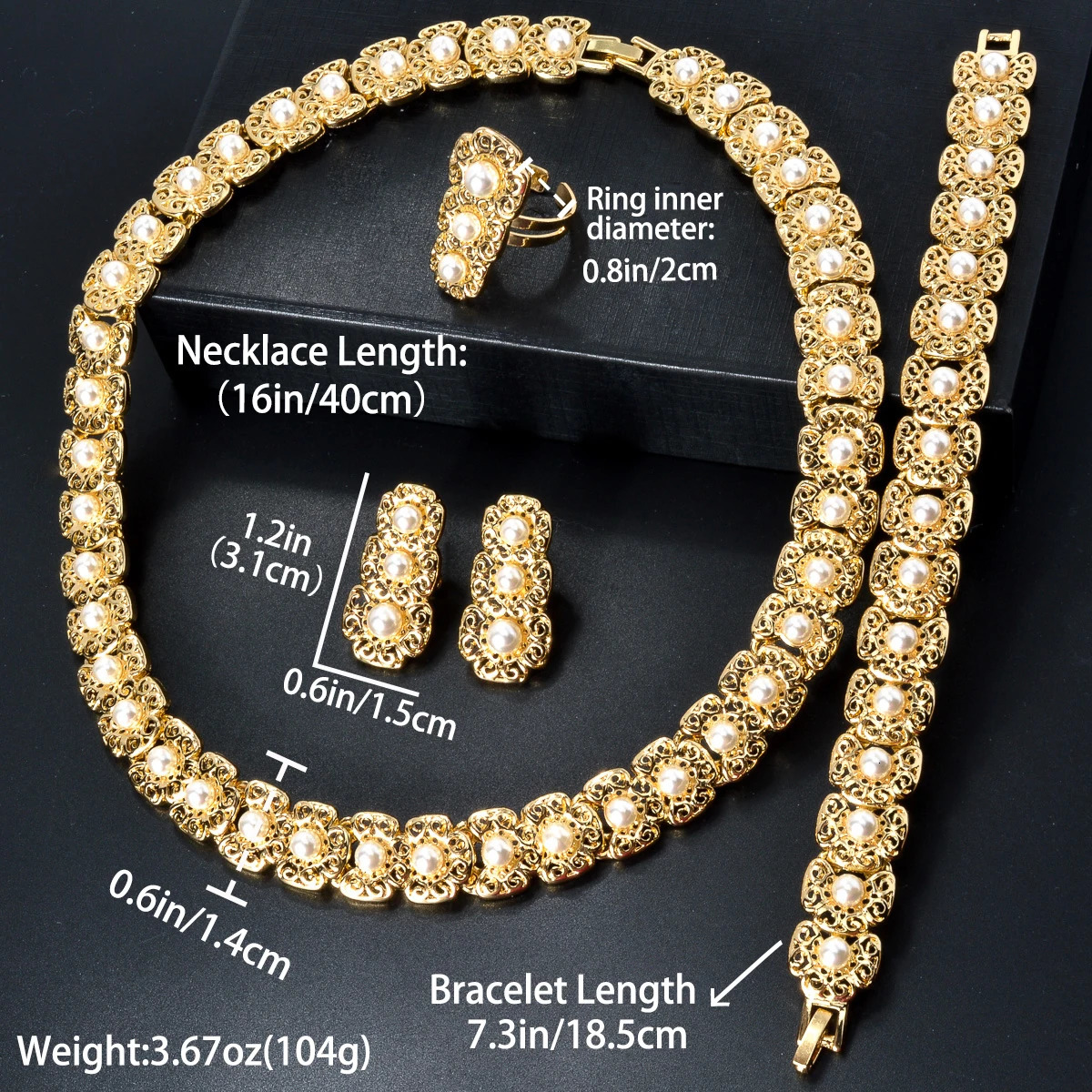 Quality Jewelry Set For Women Pearl Necklace Bracelet Ring Earring Trend Wedding Party Jewelry Set Mothers Day Gift 250609