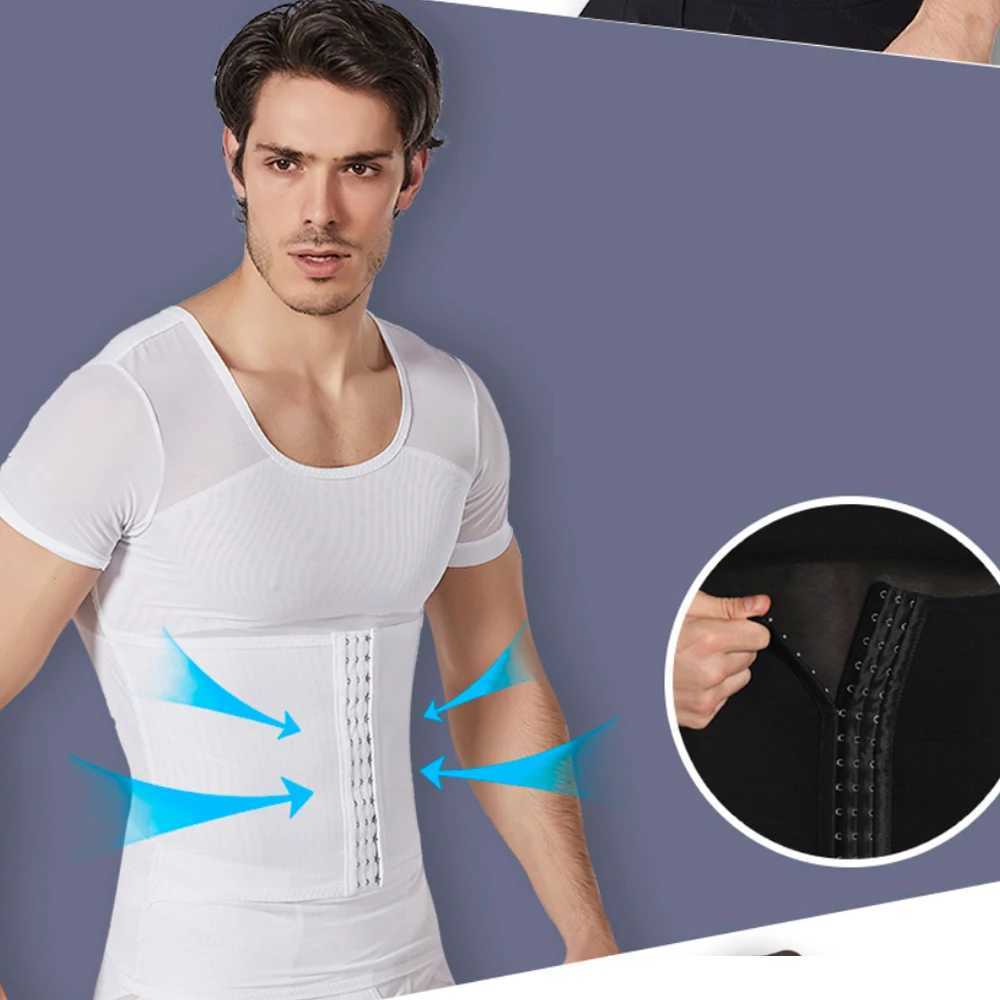 Men Shapewear T-Shirt Tummy Control Tight Slimming Body Shaper Shirt for Abdomen Control W250616