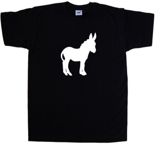 Fun Donkey Silhouette - Printed Black Short - Sleeve, Super Eye - catching for Daily Outings