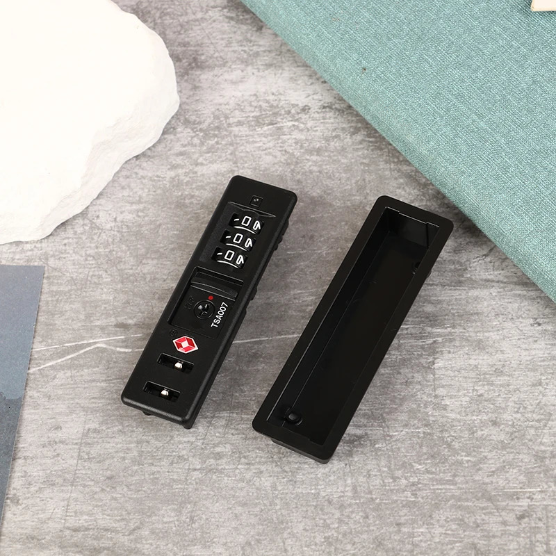 Portable TSA Customs Code Lock PC Luggage Built in Sunk Anti Theft Black 250616