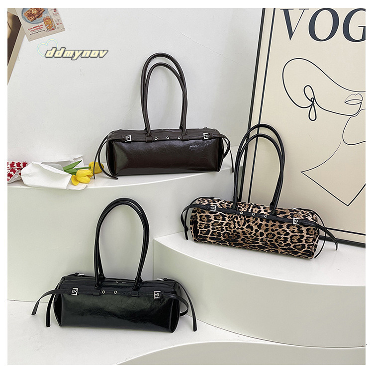 Korean Style Fashion Leopard Print Baguette 2024 New Autumn Large Capacity Commuter High-end Handbag Shoulder Bag ddmynov