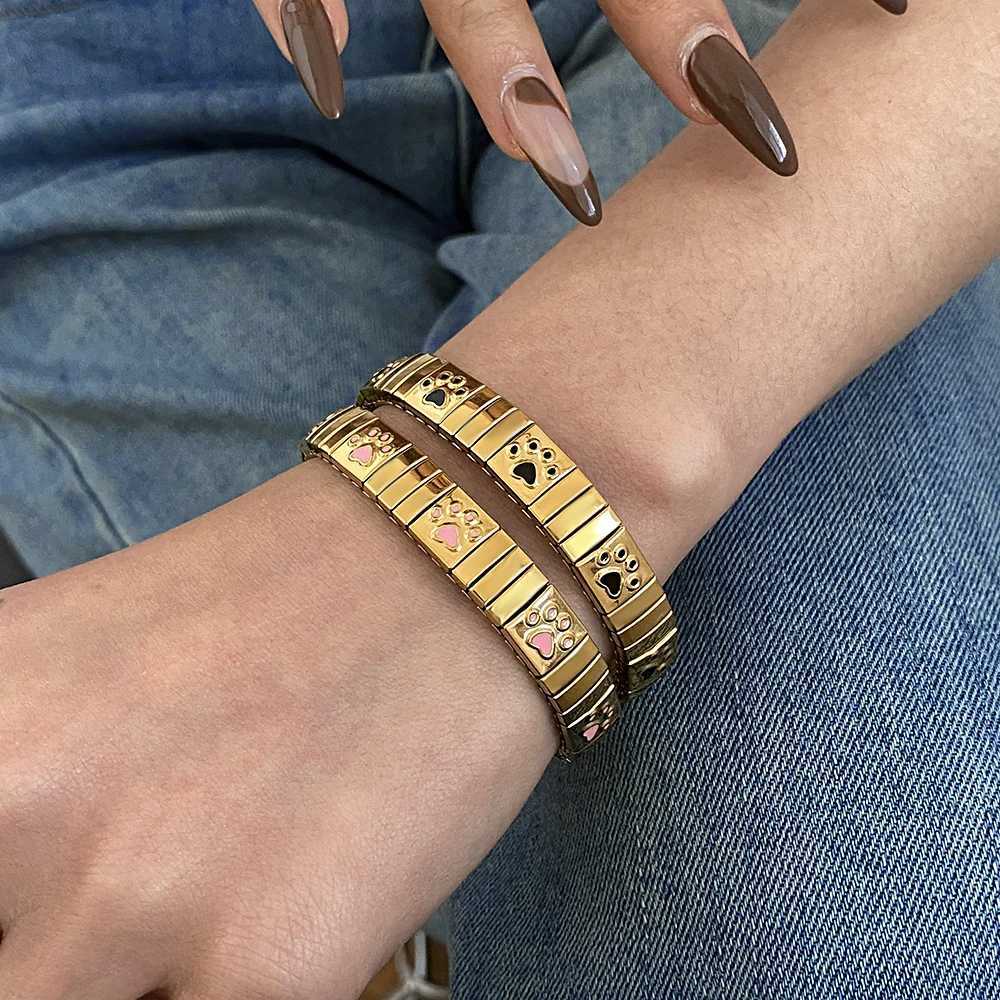 Trendy Stainless Steel Cat Claw Bangle for Women Golden Stackable Basic Charm Chain Waterproof Jewelry Gift Z250616