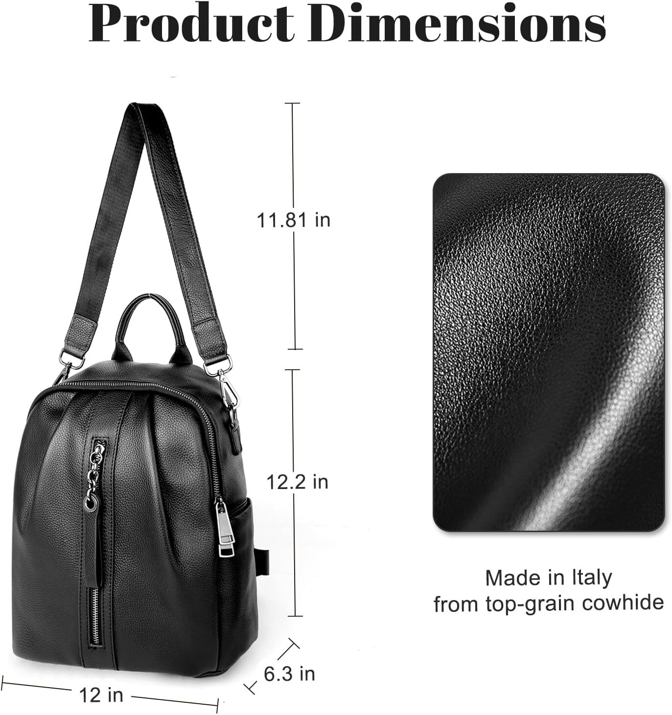 BOYATU Genuine Leather Women: Fashion Designer Backpack Purse Travel - Soft Convertible Shoulder Bag for Work, Commuter