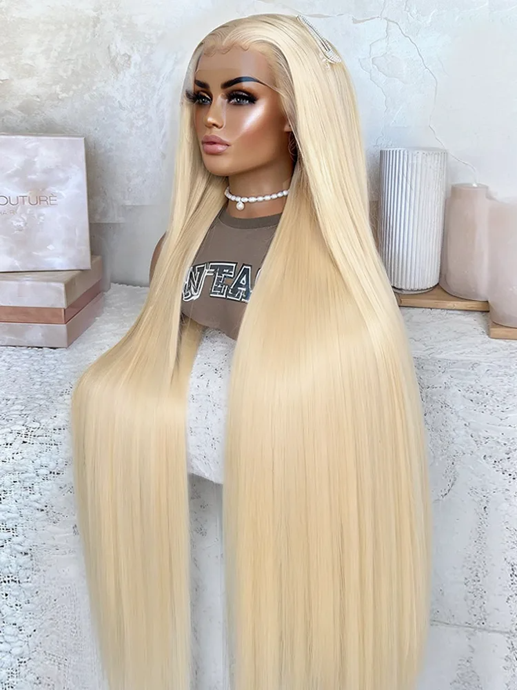 13x4 13x6 360 HD Transparent 613 Honey Blonde Color Lace Front Human Hair Wigs for Women Raw Brazilian Straight Synthetic Lace Frontal Wig