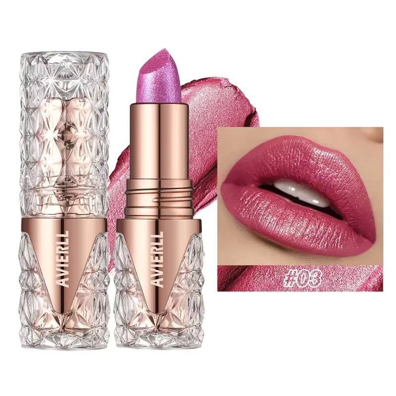 10 Colors Fine Glitter Quicksand Gold Lipstick Moisturizing Silky Pearlescent Lip Tint Long-lasting Sexy Lips Makeup happy