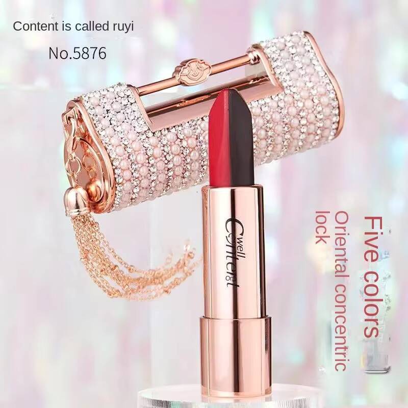 5 in 1 Locks Matte Lipstick Lasting Pigmented Waterproof Makeup Silky Touch Charming Woman Beauty Cosmetic happy