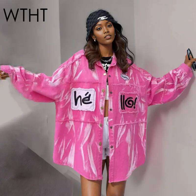 WTHT Vintage 2025 Summer Women Print Burr Edge Design Lapel Wash Shirt Trendy Long Sleeves Single-breasted Blouse Female 1LS1562