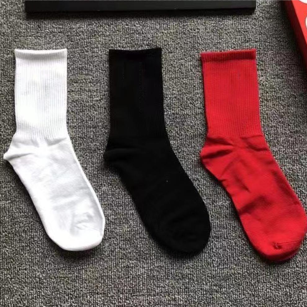 3 Pairs/Lot Mens Letter Solid Color Cotton Tube Socks Set Ins Tide Street Wear All-Match Sports Long Socks without Box