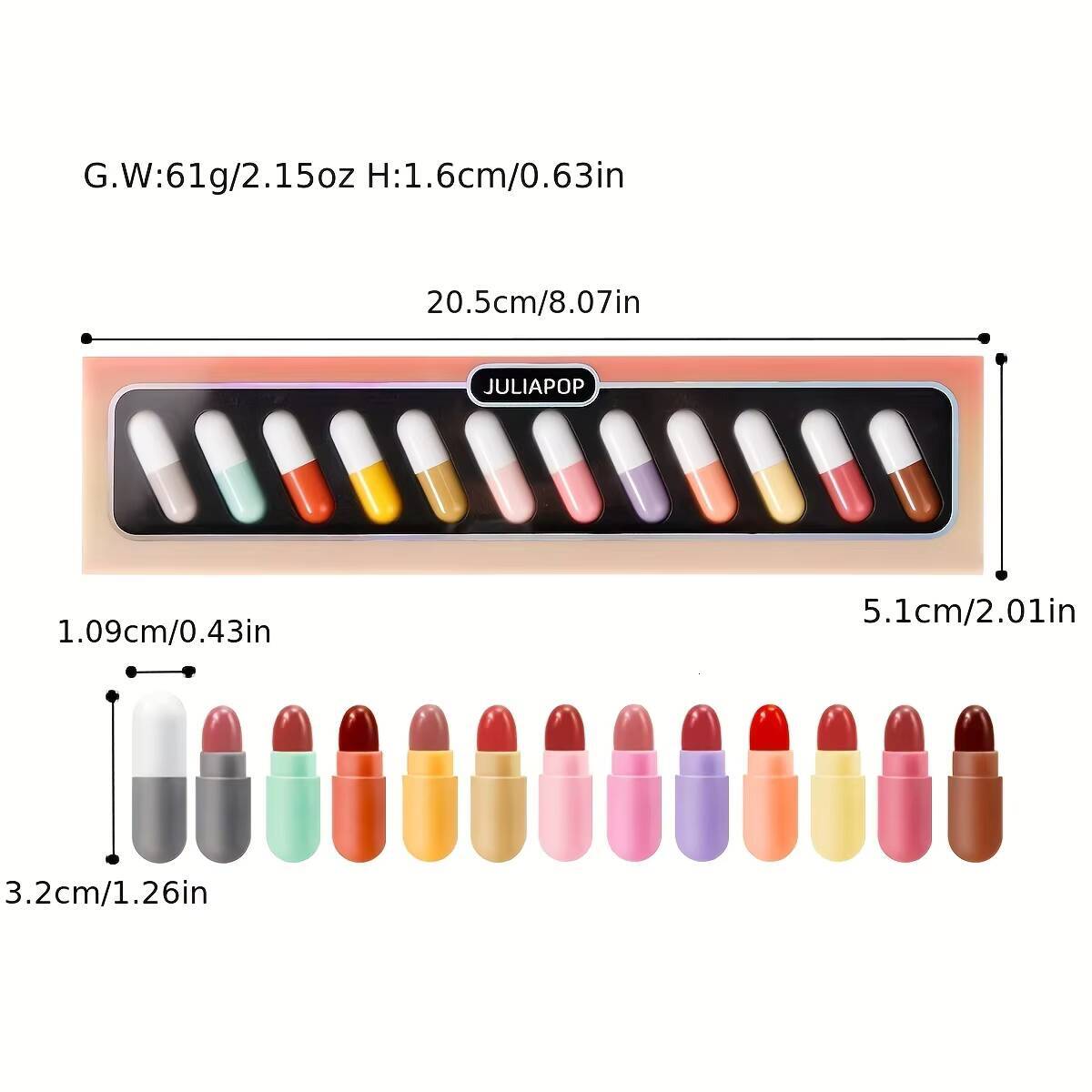 Set,12 Colors Matte Pill Shaped Lipstick,Waterproof Long Lasting Mini Capsules Velvet Lipstick Set(12PCS) happy