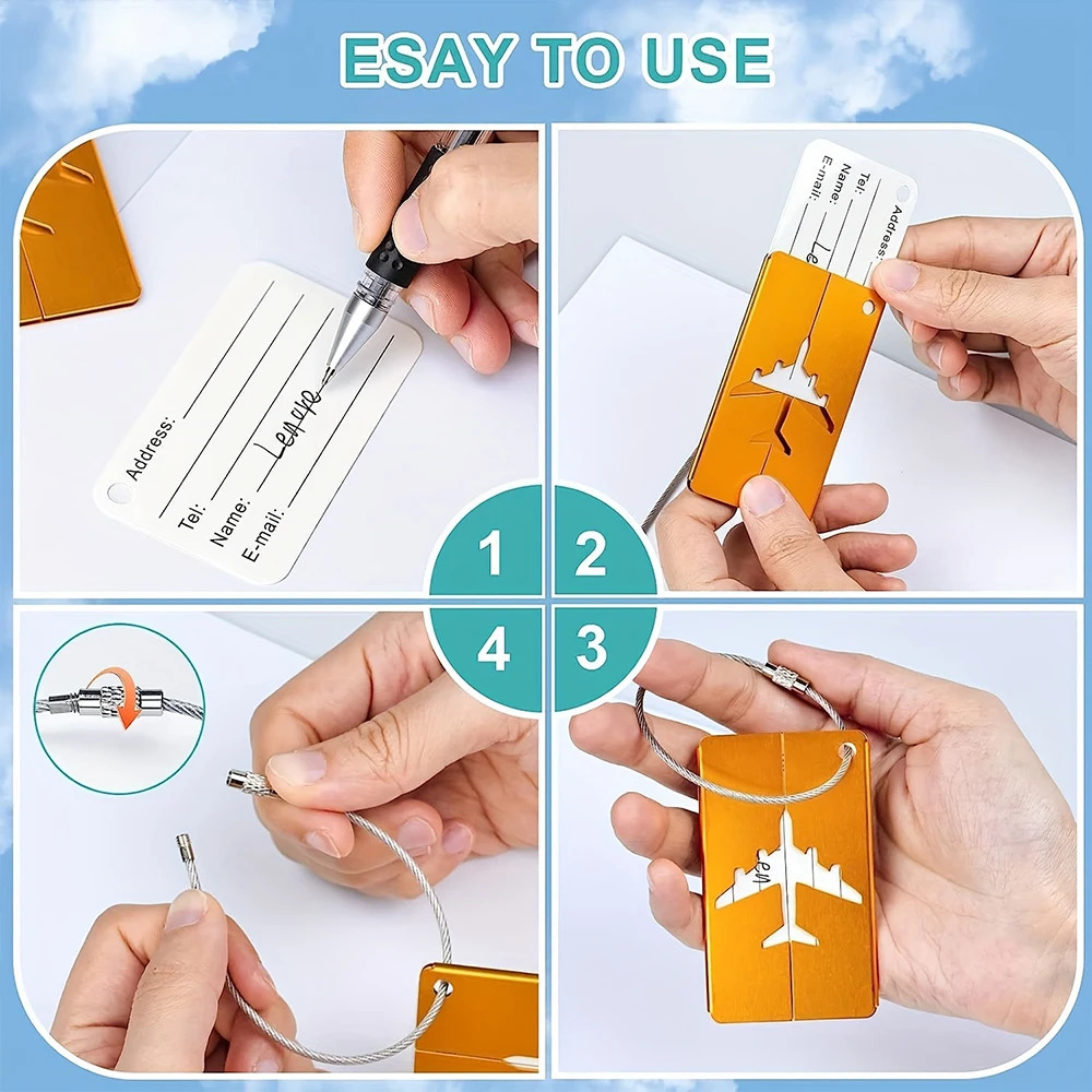Aluminum Alloy Travel Luggage Tag Hanging Suitcase Plane With Name ID Cards Antilost Solid Color Accessorieszmt 250616