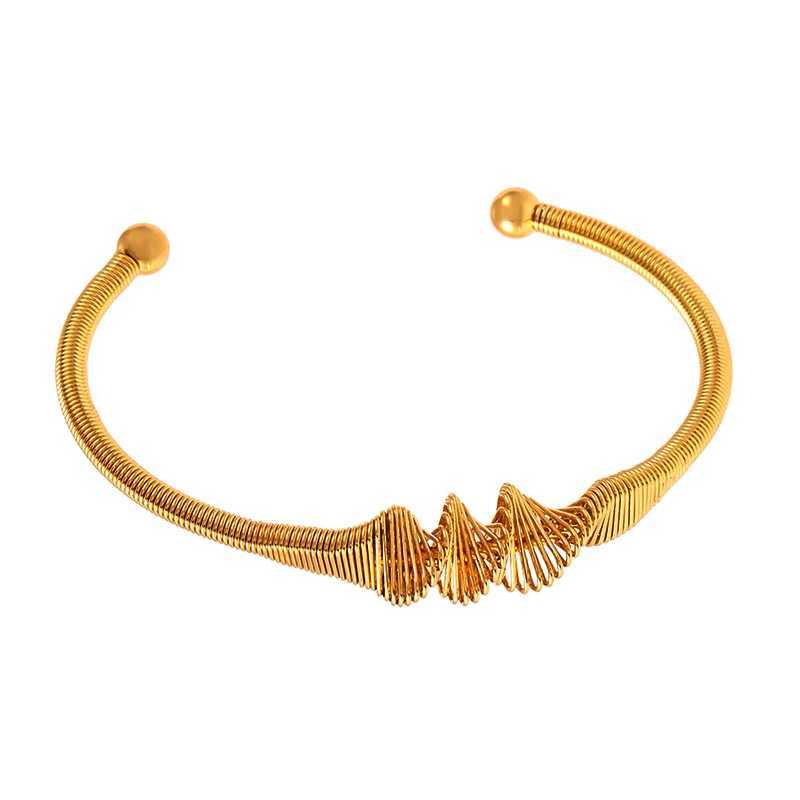 Nivora 316L Stainless Steel Cuff For Women Wristband Spiral Pattern Charm Statement Bangle Fashion Waterproof Jewelry Z250616