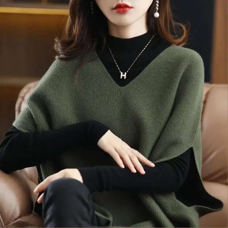 V-Neck Waistcoat Korean Style Clothing Lady Sweaters Pullover Knit Vests for Women Fashion 2024 Jumper Youthful Clothes Classic