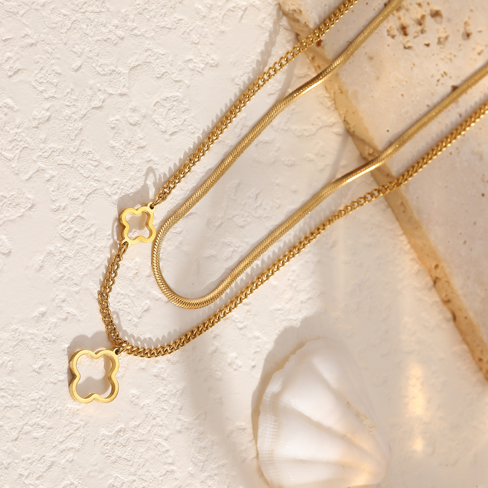 Titanium for Women Hip Hop Ins Stainless Steel Multi-layer Snake Bone Chain Necklace