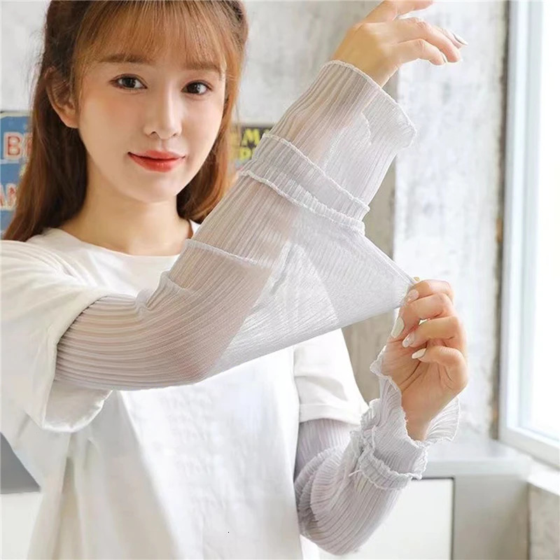 Summer Long Fingerless Glove Sun Protection Sleeves Gloves Lady Thin Lace Mesh Arm Sleeve Sunscreen UV Breathable Mittens 250610