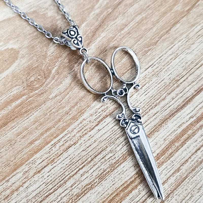 Vintage Scissor Pendant Necklace for Women and Men Gothic Goth Y2k Steampunk Long Collar Victorian Aesthetic Jewelry Grunge Accessories W250616