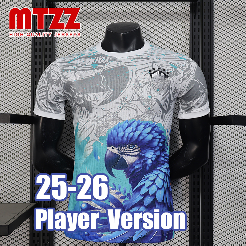 MTZZ 25-26 Brazil Blue Parrot Soccer Player Version Jersey Pre Match Special Mens Jerseys Man Top Football Shirt 2025 2026 Slim Fit