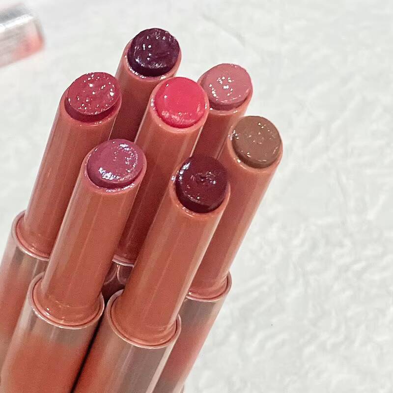 Strawberry Brown Jelly Lipstick Mirror Gloss Moisturizing Hydrating Water Light Lip Stick Non-Sticky Lips Makeup happy