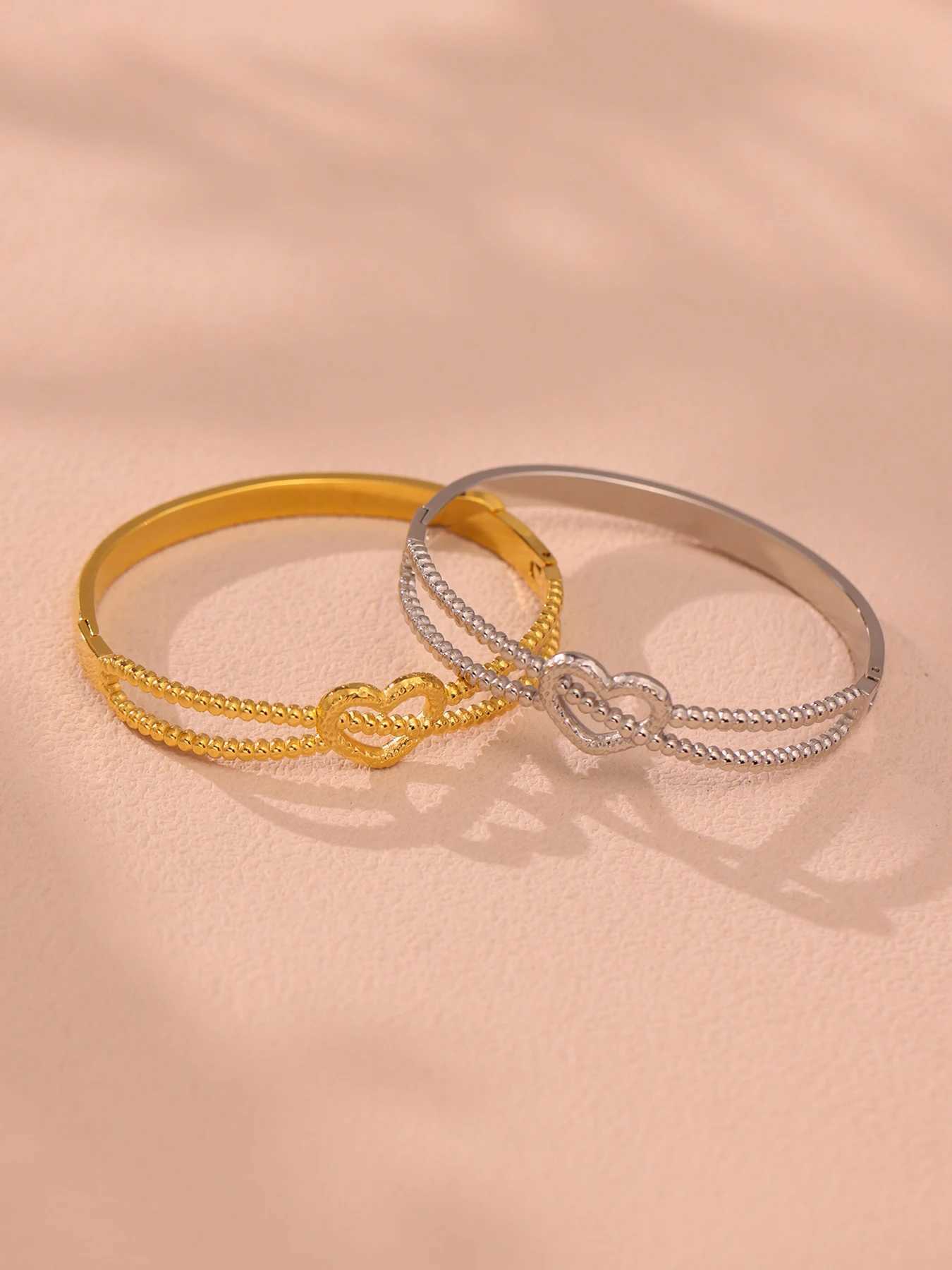 Beauty Heart Womens Stainless Steel Gold Plated Waterproof Bangle Female Charm Jewelry Gift Z250616