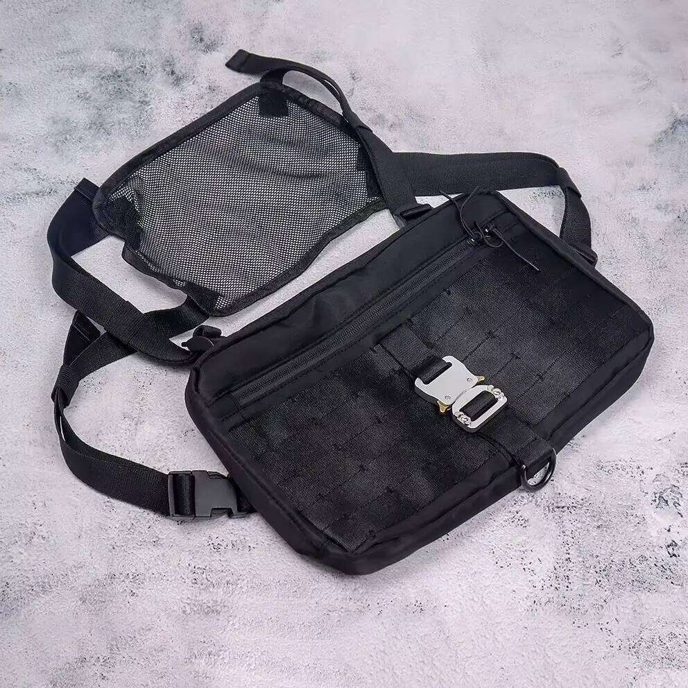 1017 ALYX 9Sm New Fashion Double Zipper Tactical Chest Bag Black Men's And Women's Hip Hop Dual Shoulder Single Backpack Student