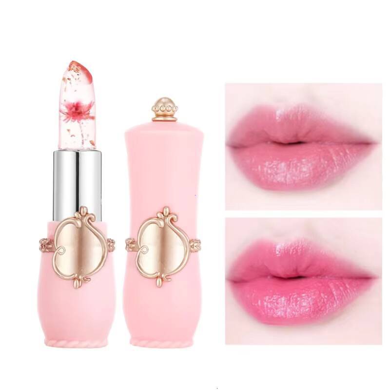 Waterproof 6-color Transparent Moisturizing Jelly Color Temperature Changing Flower Lipstick Lip Balm happy