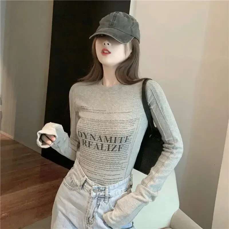 Causal With Sleeves Korean Style Long Sleeve T Shirt for Women 2025 High Quality Y2k Fashion Korea Basic Clearance Tops Woman