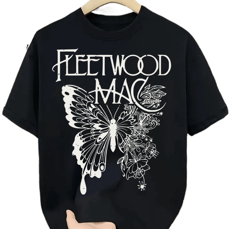 Ladies' Round-neck T-shirt 100% Pure Cotton T-shirt with Butterfly Print Digital T-shirt