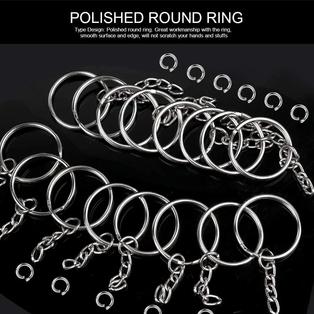 20100pcs Metal Blank Keyring Keychain Split Rings Keyfob Key Lobster Clasp Chain Pendant Stainless Steel 250606