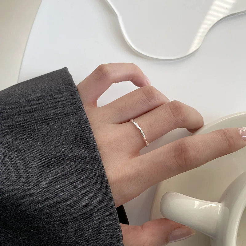 PONYKISS 925 Sterling Silver Minimalist Geometric Round Rings for Women Trendy Fine Jewelry Opening Irregular Accessories 250610