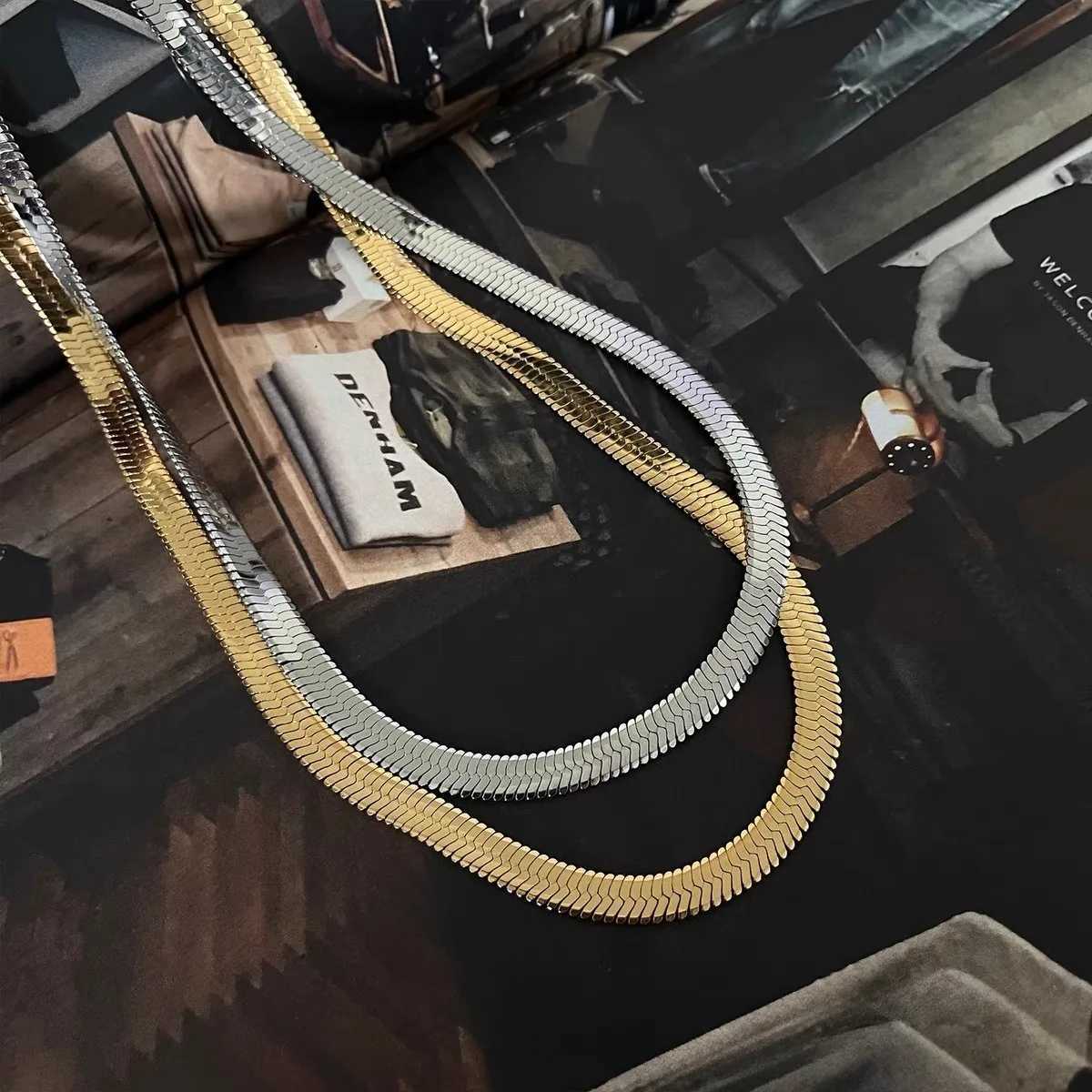 New Arrival Golden Stainless Steel Snake Bone Chain Necklace Hip Hop Chic Women Cool and Beautiful Versatile Chavicle Chain Fashion Jewelry V250616