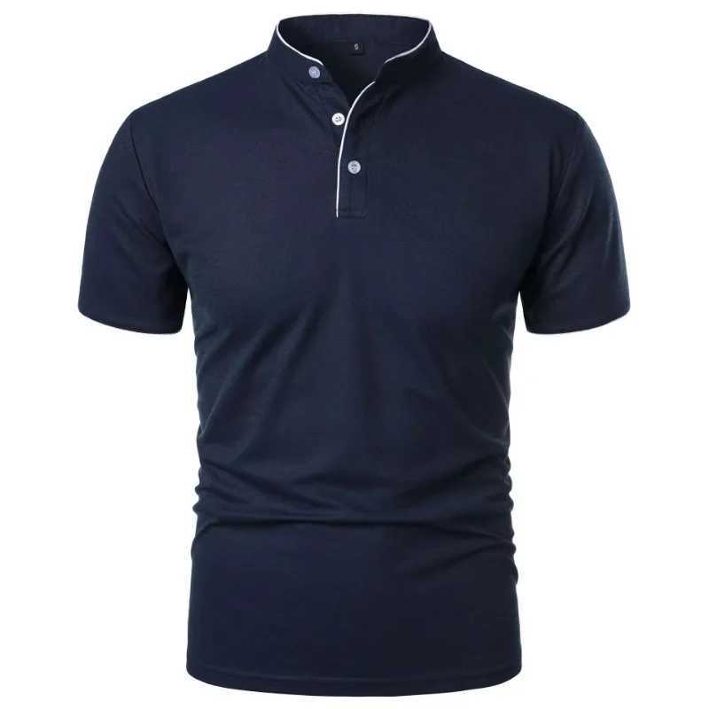 New Mens Short Sleeve Collar Polo Shirts Summer Solid Color Casual Polo Shirt Trendy Breathable Loose Basic Splice Oversize Top W250616