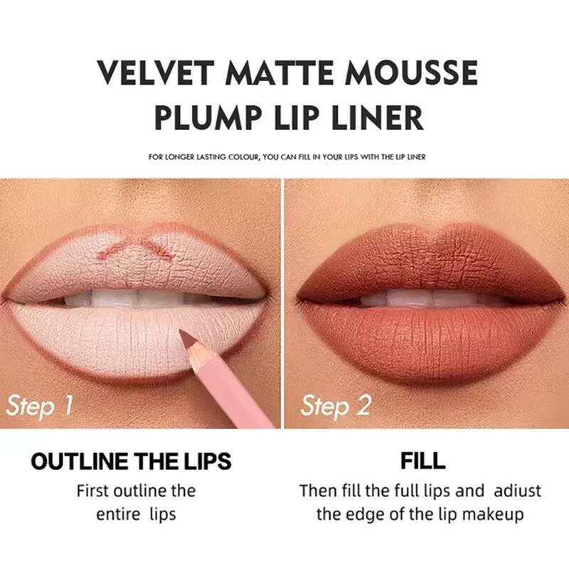 Nude Pink Lipliner Pencil Waterproof Long-lasting High Pigmented Red Brown Lip Contour Sculpt Pen Blendable Lipstick Makeup happy