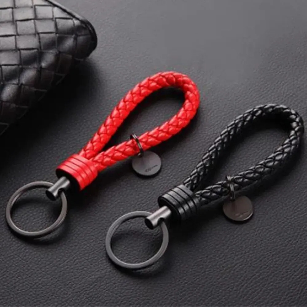 2PcsSet PU Leather Braided Woven Rope Keychain DIY Bag Pendant Key Chain Holder Car Trinket Keyring Men Women Gift Jewelry 250606