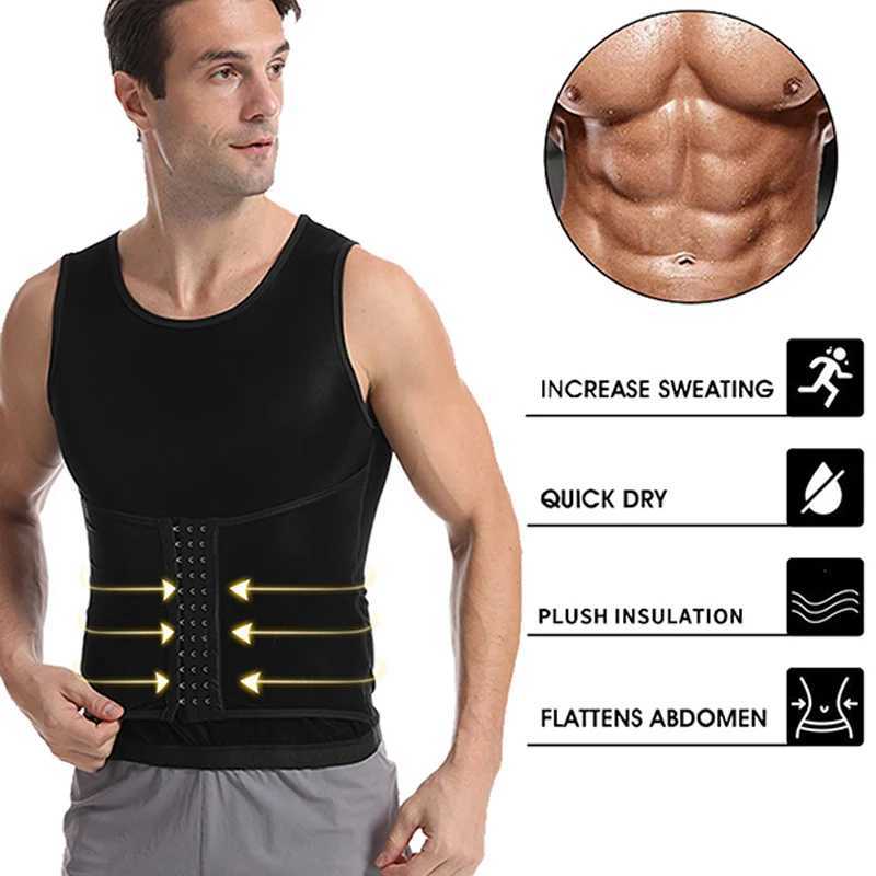 Men Reductive Girdle Body Shaper Sauna Vest Tummy Control Shirt Sweat Corset Slimming Belly Fat Burner Chest Compression Binder W250616
