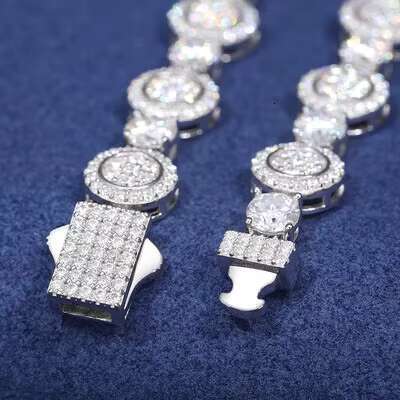 Unisex 925 Silver Iced Chain Necklace 2024 New Hip Hop Moissanite S925 Punk Party Jewelry Mens Tennis Chain for Sports Parties