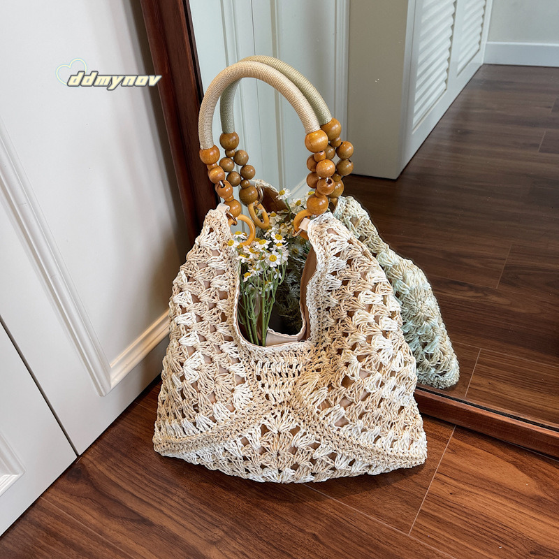 Fashion Niche Woven Handbag Tote for Women 2025 Summer New Color-Block Shoulder Casual Underarm Bag ddmynov