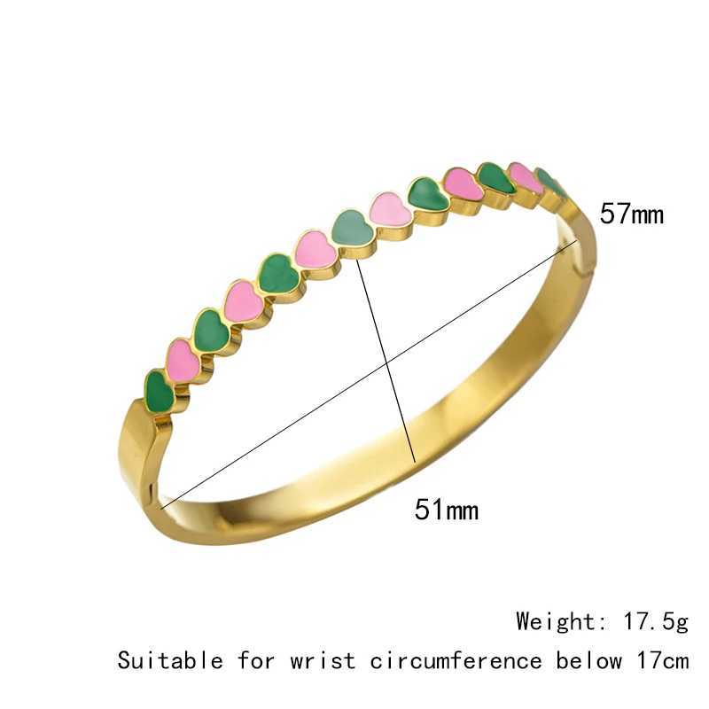 FYSARA Simple Geometry Style High Quality Stainless Steel Zircon Colorful Shell Bangle for Women Party Jewelry Gifts Z250616