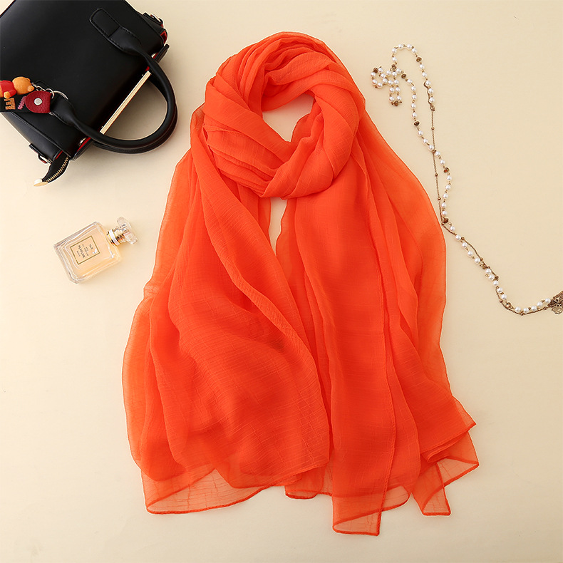 K1038 New beach towel solid color crocodile wrinkled scarf women's outdoor sun protection shawl long imitation silk scarf wholesale
