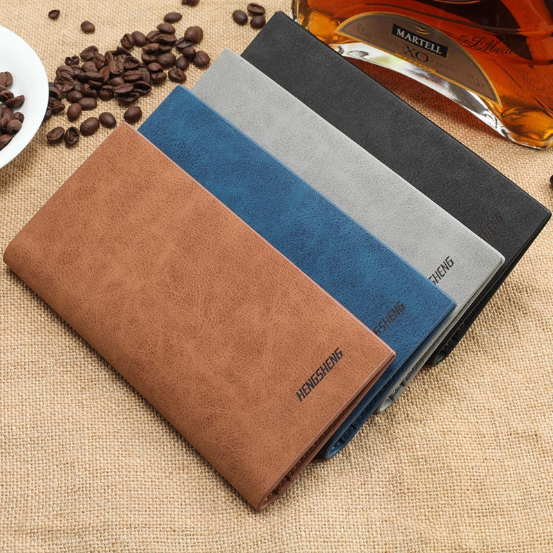 Long Mens Wallet Thin Vintage Frosted Soft Leather Billfold Mens Personalized Fashion Student Ticket Holder Moneybag 250614