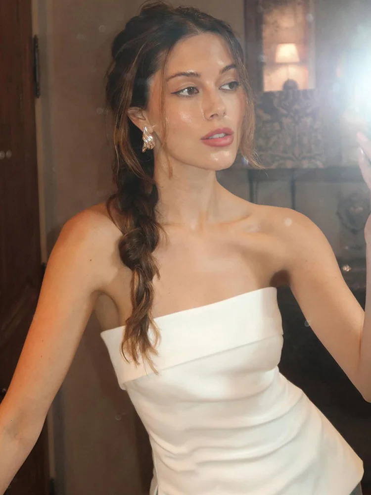 Solid Tube Tops For Women Strapless Bra Turndown Slash Neck Lenceria Femenina Backless Bralette Femme Split Bandeau Top Sexy 250614