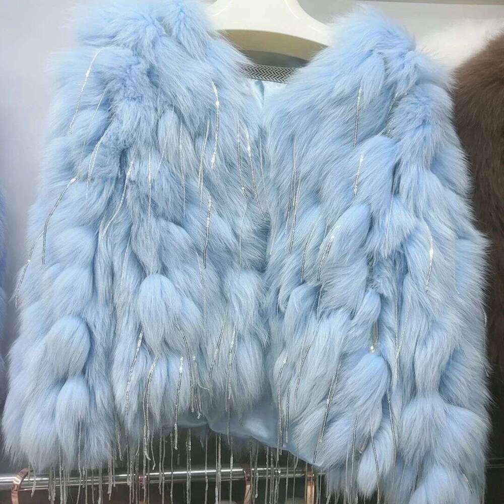 Hot Sales New Real With Tassels Fashion Winter Warm Women Coats Natural Fox Fur Coat Thick Jackets