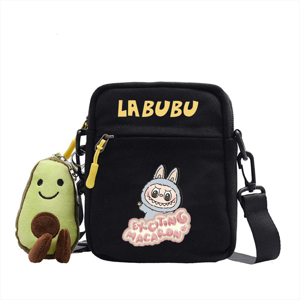 LABUBU Peripheral Small Square Plush Nylon Canvas Lightweight Simple Versatile Crossbody Bag