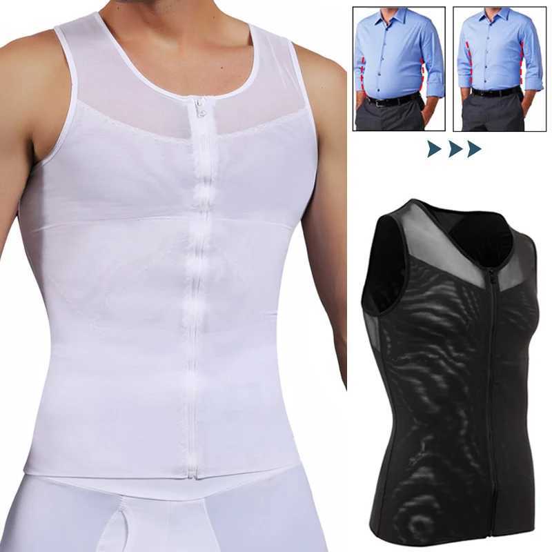 Mens Body Shaper Abdomen Slimming Shapewear Belly Shaping Corset Top Gynecomastia Compression Shirts WIth Zipper Waist Trainer W250616