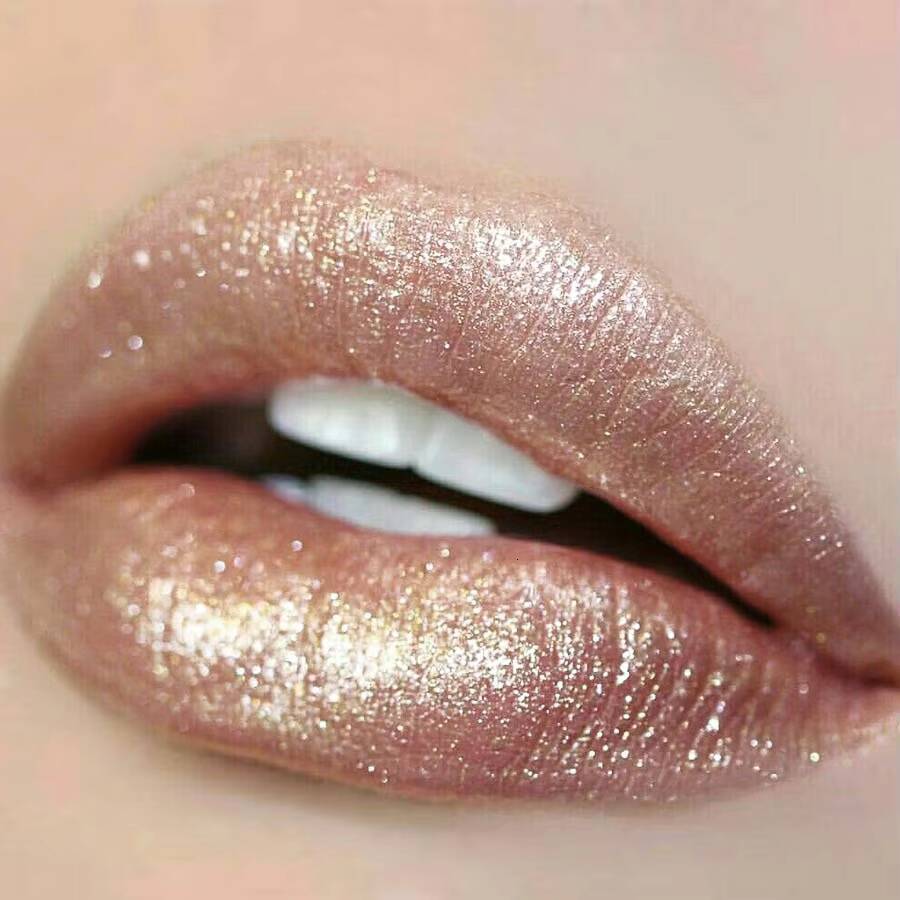 1 PC Sexy Glitter Plumping Metallic Lipstick Moisturizer Shimmer Lips Makeup Fullness Lip Tint Gel Soft Tube Cosmetic Red happy