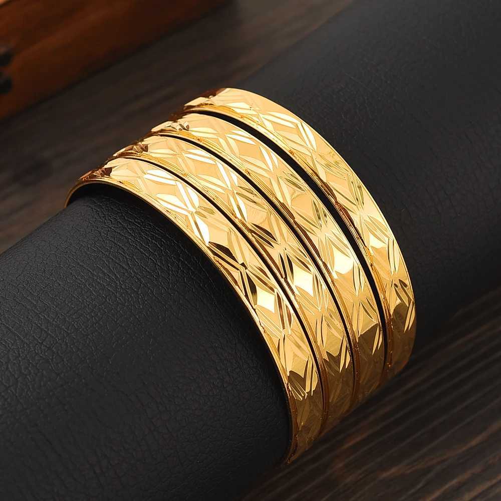 24k 65MM Dubai Wedding Bangles For Women Ethiopian Jewelry Gold Color Indian Bangles Women BirtHDay Jewelry Gifts Z250616